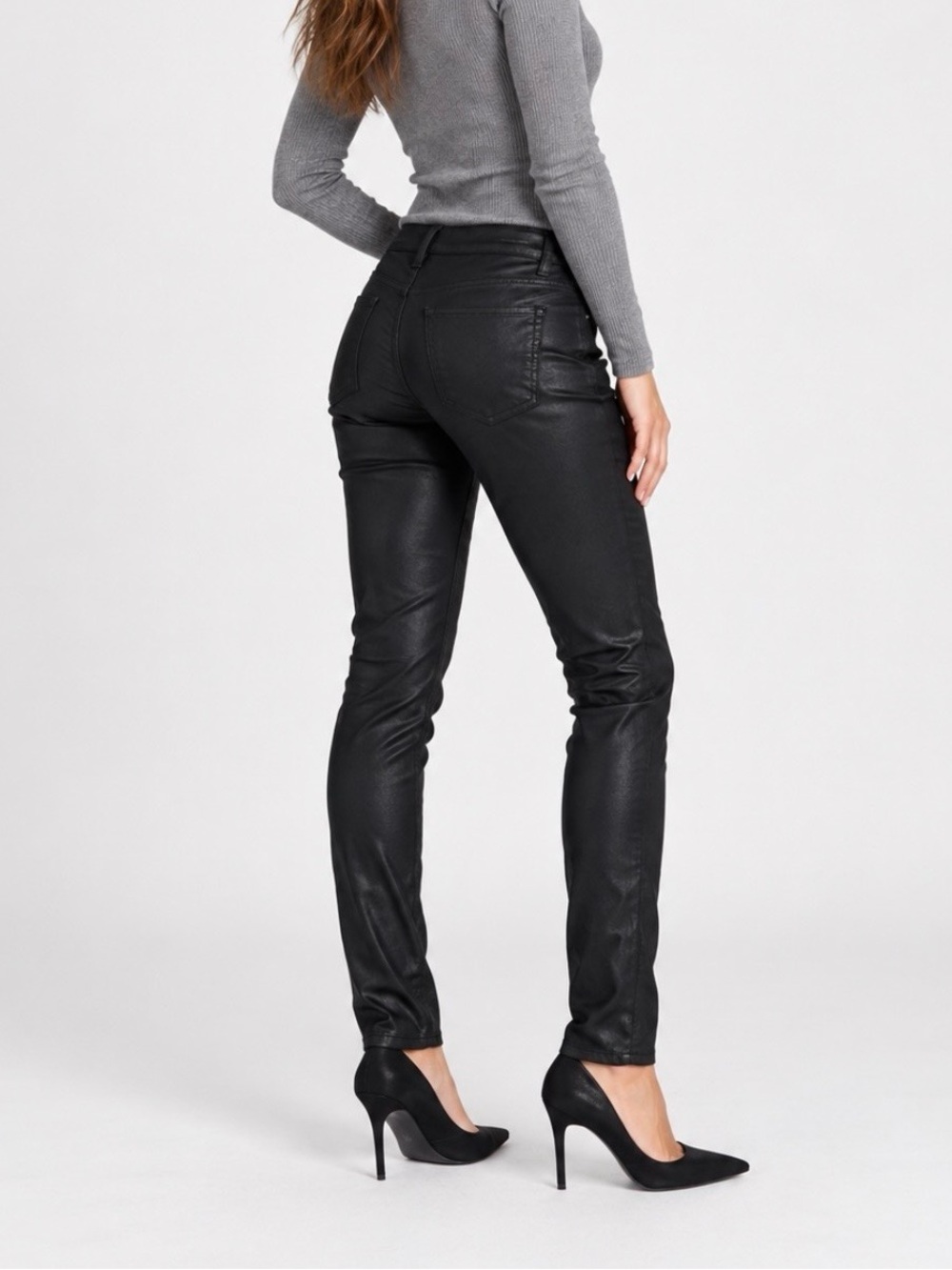 Armani Jeans Women's Black Skinny Coated Jeans